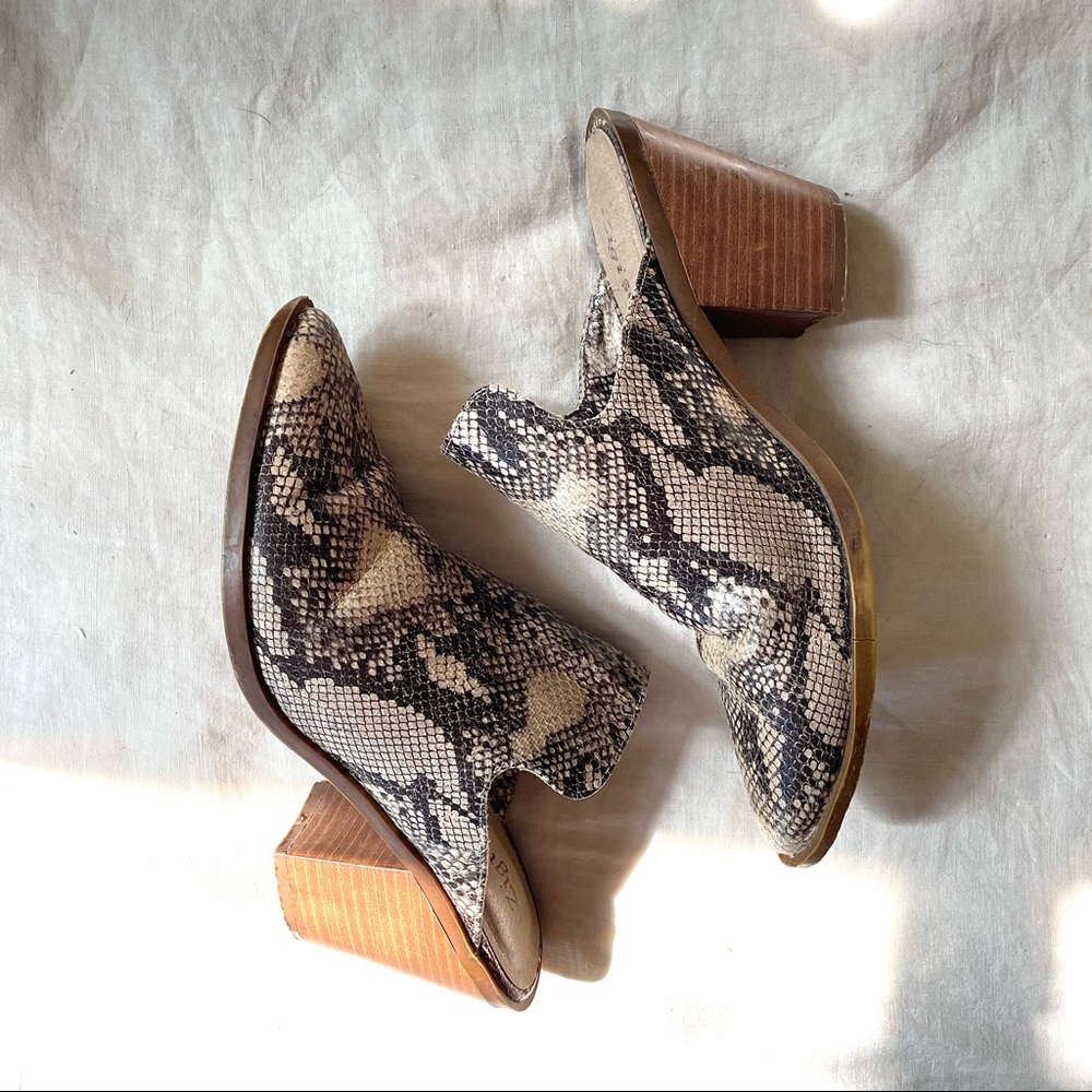 Snake Embossed Vegan Leather Heeled Mules